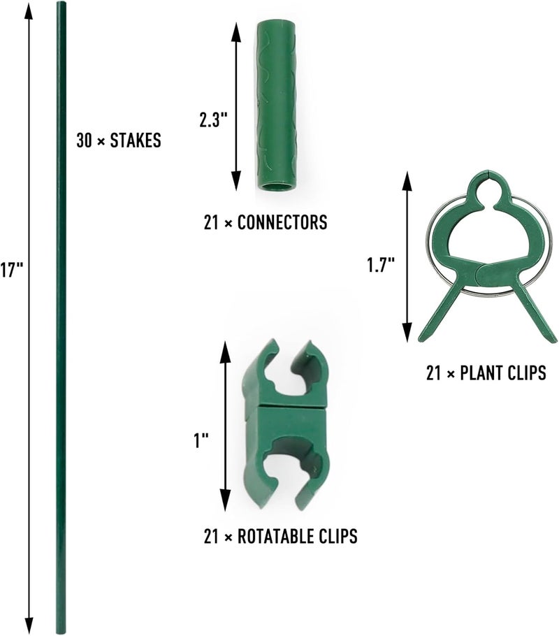 MAXPACE 93pcs Garden Stakes Kit: Includes 30 Sets of Fiberglass Plant Sticks Supports & Accessories for DIY 4ft, 5ft, 6ft, 7ft Stakes for Tomato, Vegetables, Indoor & Outdoor Gardening Supplies - Image 3